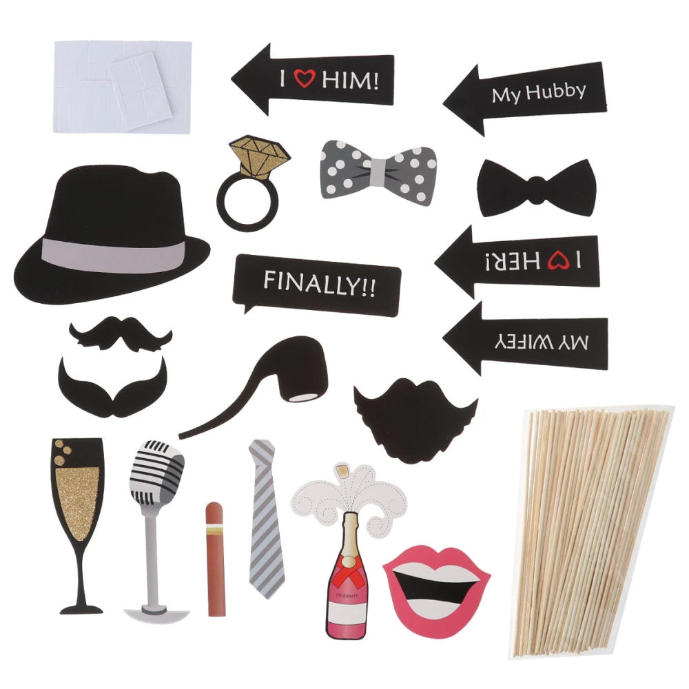 53pcs Wedding Party Photobooth Props Beard Lips Party Decorations Camera Cocktail Photo Booth Props