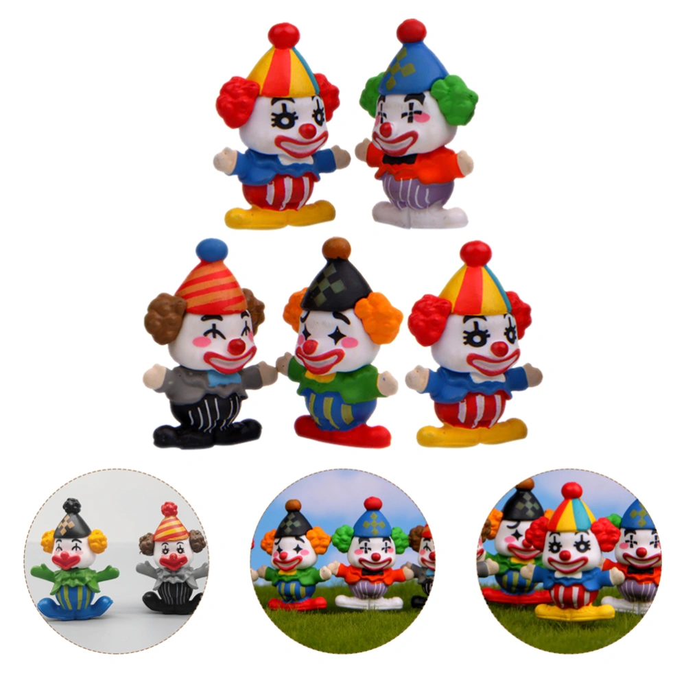 5pcs Miniature Clown Ornaments Moss Micro Landscape Decor Clown Shape Ornaments