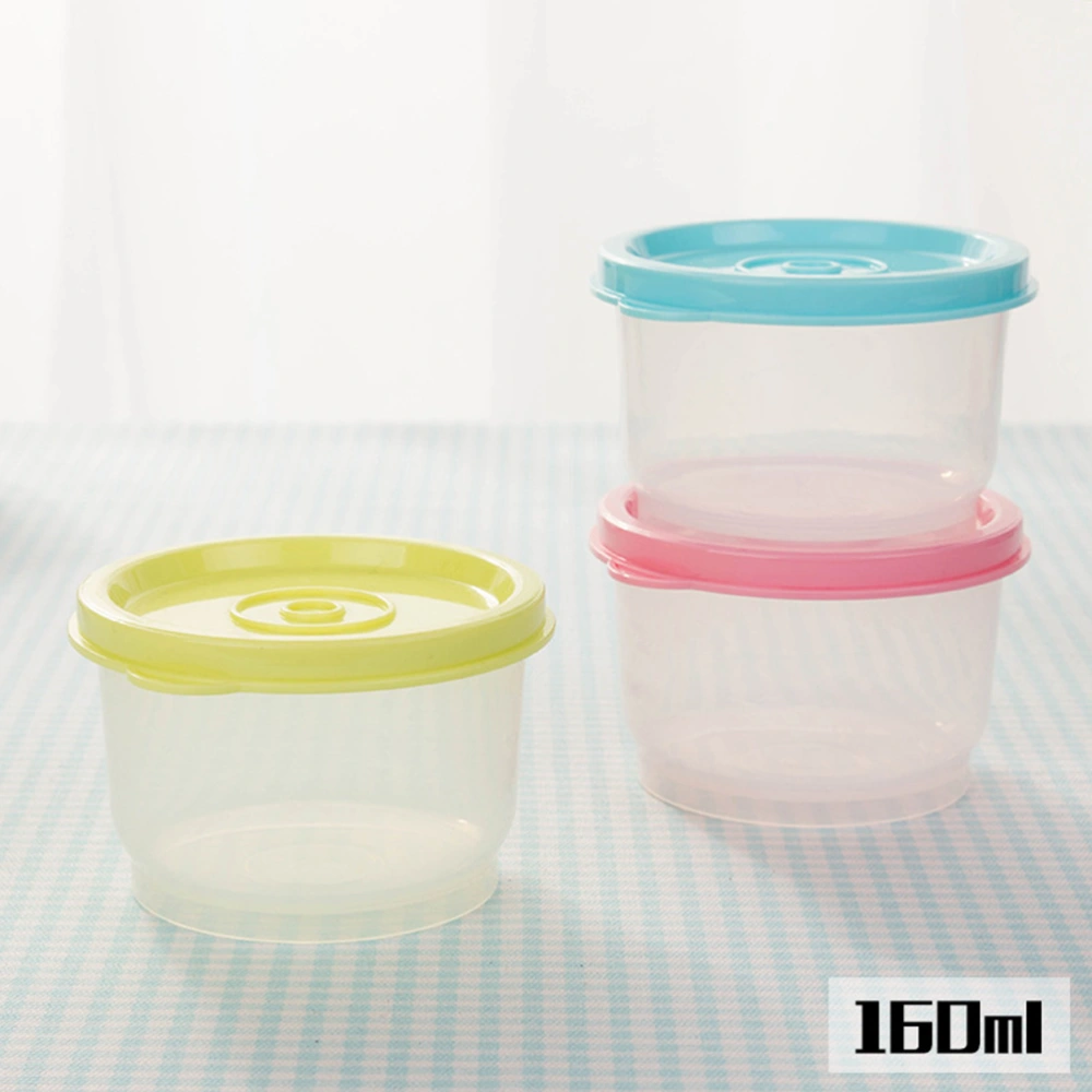 4pcs 150ml Small Plastic Crisper Round Food Container Kitchen Lunch Boxes Sealed Bowl for Refrigerator Microwave Oven (Random Color)