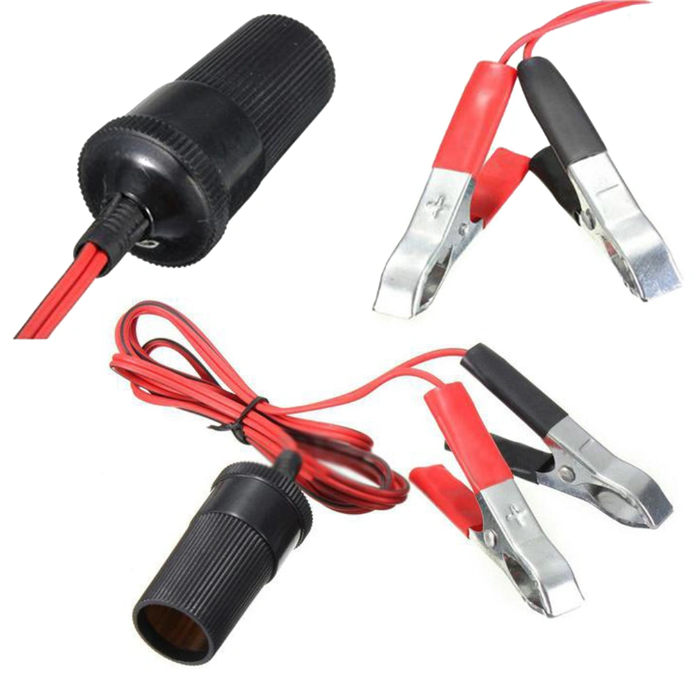 1.5M Car Battery Terminal Clamp Clip-on Cigarette Lighter Socket Power Adapter Car Booster Jumper Cables