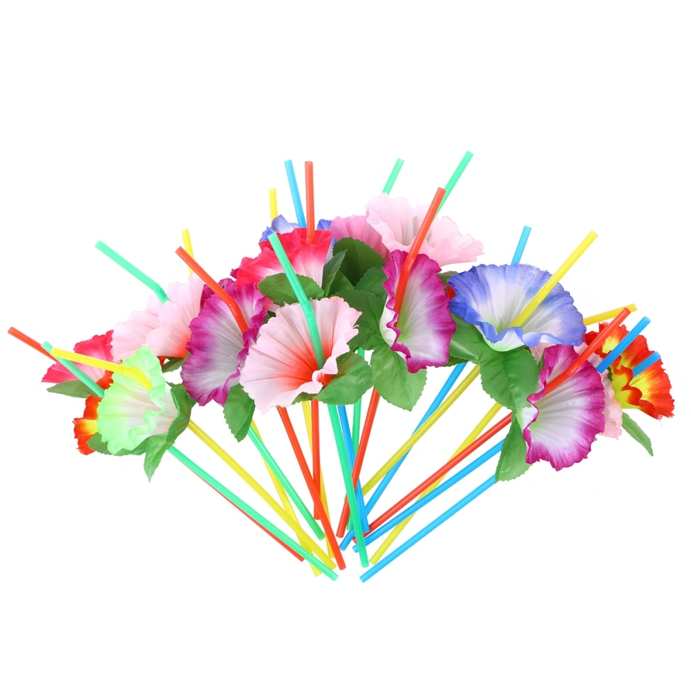 20Pcs Flower Flexible Bendable Drinking Straws Decorative Disposable Straws Party Table Decor for Wedding Birthday Christmas Festival Party Supplies (Multicolor)