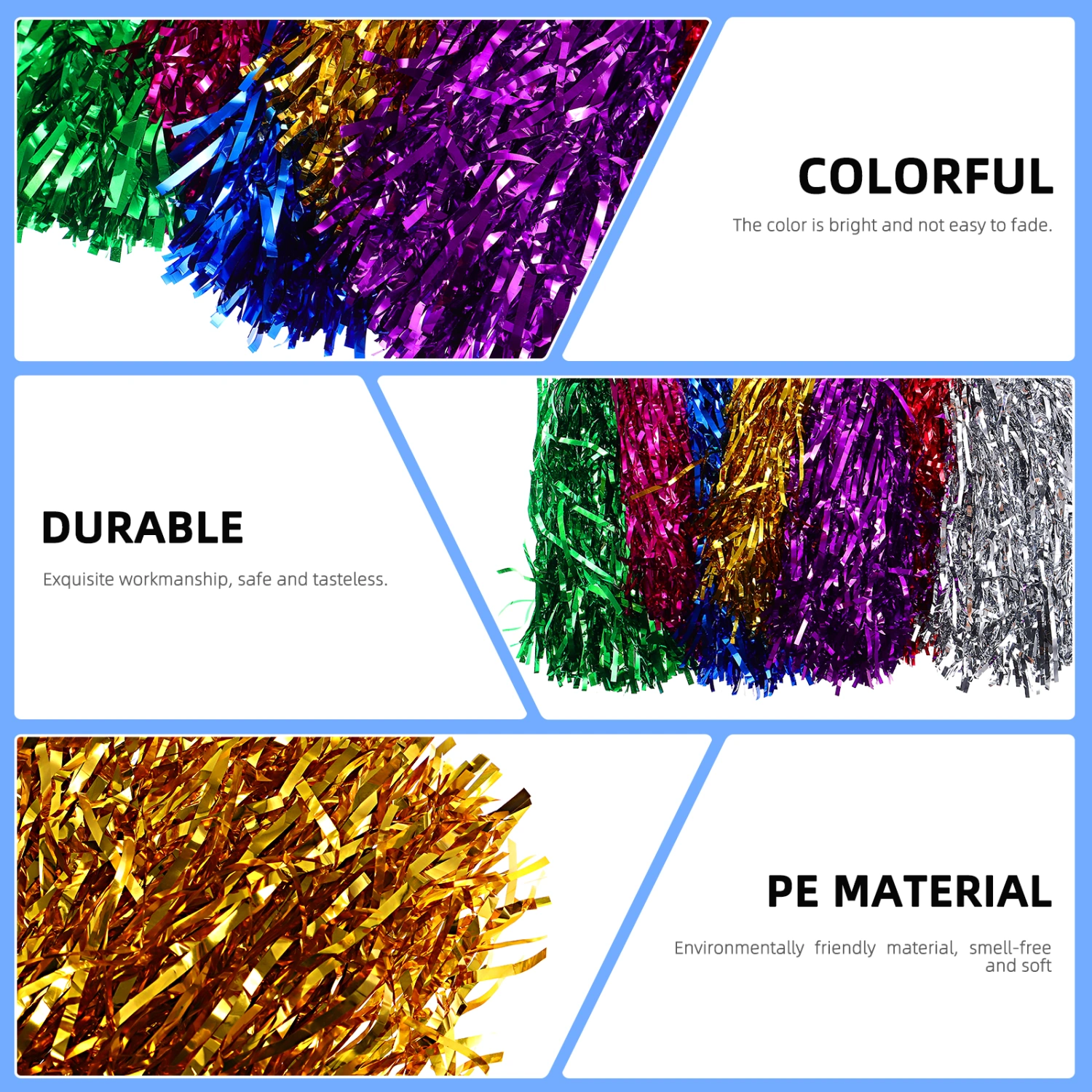 NUOBESTY 14pcs Cheerleading Pom Poms Metallic Foil Cheerleader Pom Poms for Team Sports Events Parties Players