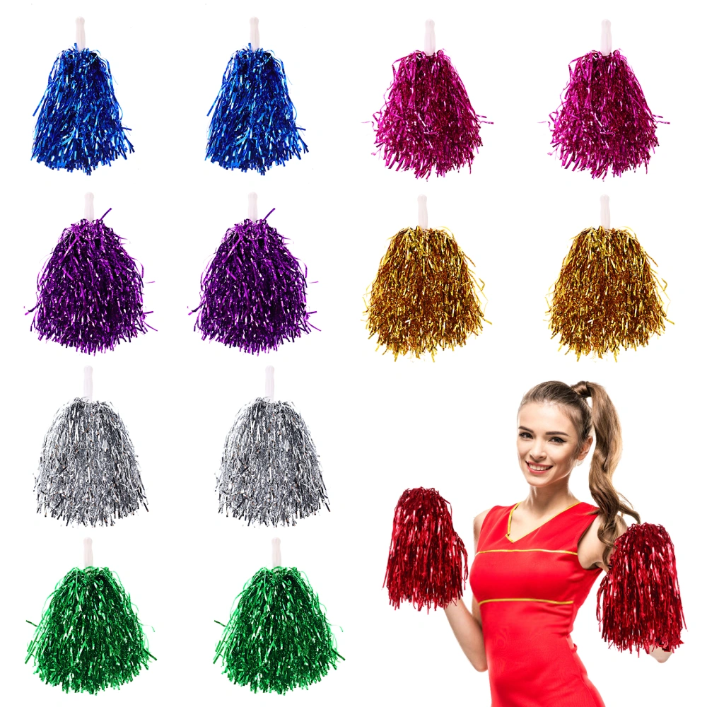 NUOBESTY 14pcs Cheerleading Pom Poms Metallic Foil Cheerleader Pom Poms for Team Sports Events Parties Players