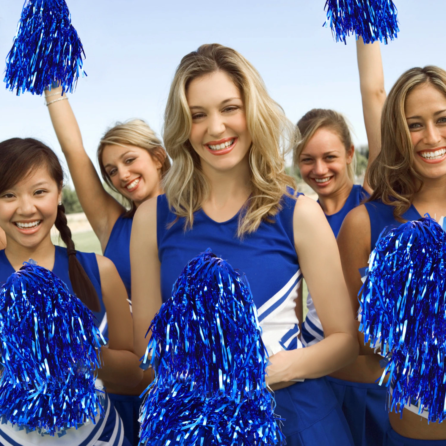 NUOBESTY 14pcs Cheerleading Pom Poms Metallic Foil Cheerleader Pom Poms for Team Sports Events Parties Players