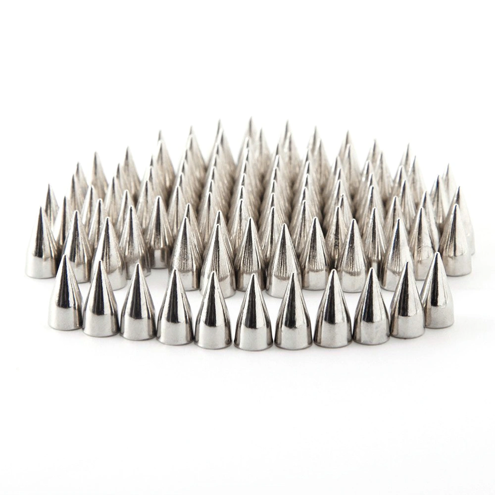 100pcs 7*9mm Metal Cone Spikes Screwback Studs DIY Leather Craft Punk Style Rivets (Silver)