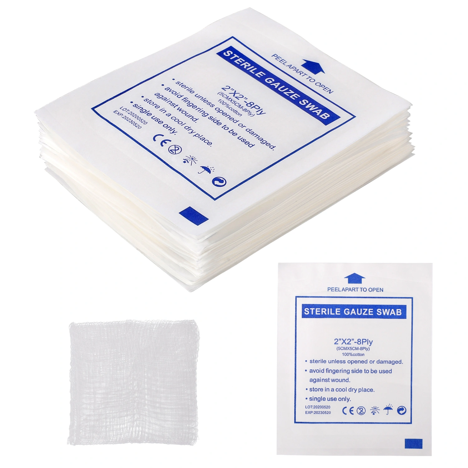 Exceart 30pcs Sterile Gauze Pads for Wound Dressing Disposable Absorbent Cotton Wound Care Pads First Aid Gauze Swab
