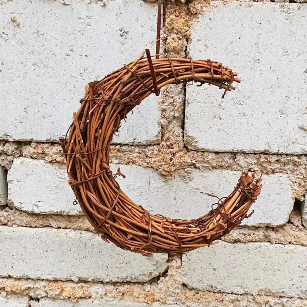 3pcs Moon Shape DIY Rattan Wreath Handmade DIY Rattans DIY Christmas Rattan Wreath