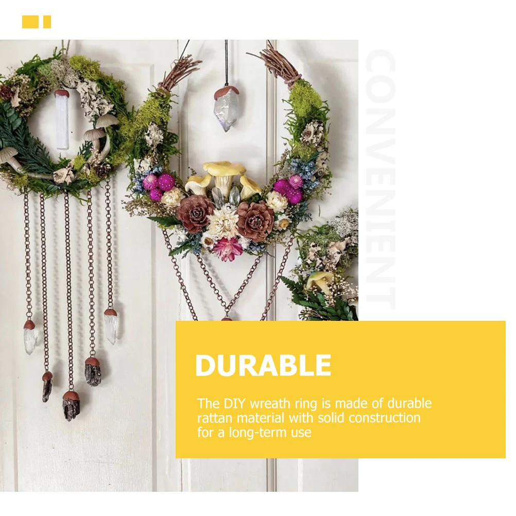 3pcs Moon Shape DIY Rattan Wreath Handmade DIY Rattans DIY Christmas Rattan Wreath
