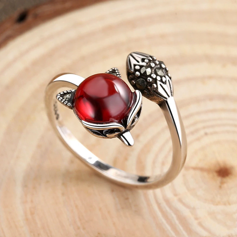 Retro Pigeon Blood Red Personality Stylish Opening Ring