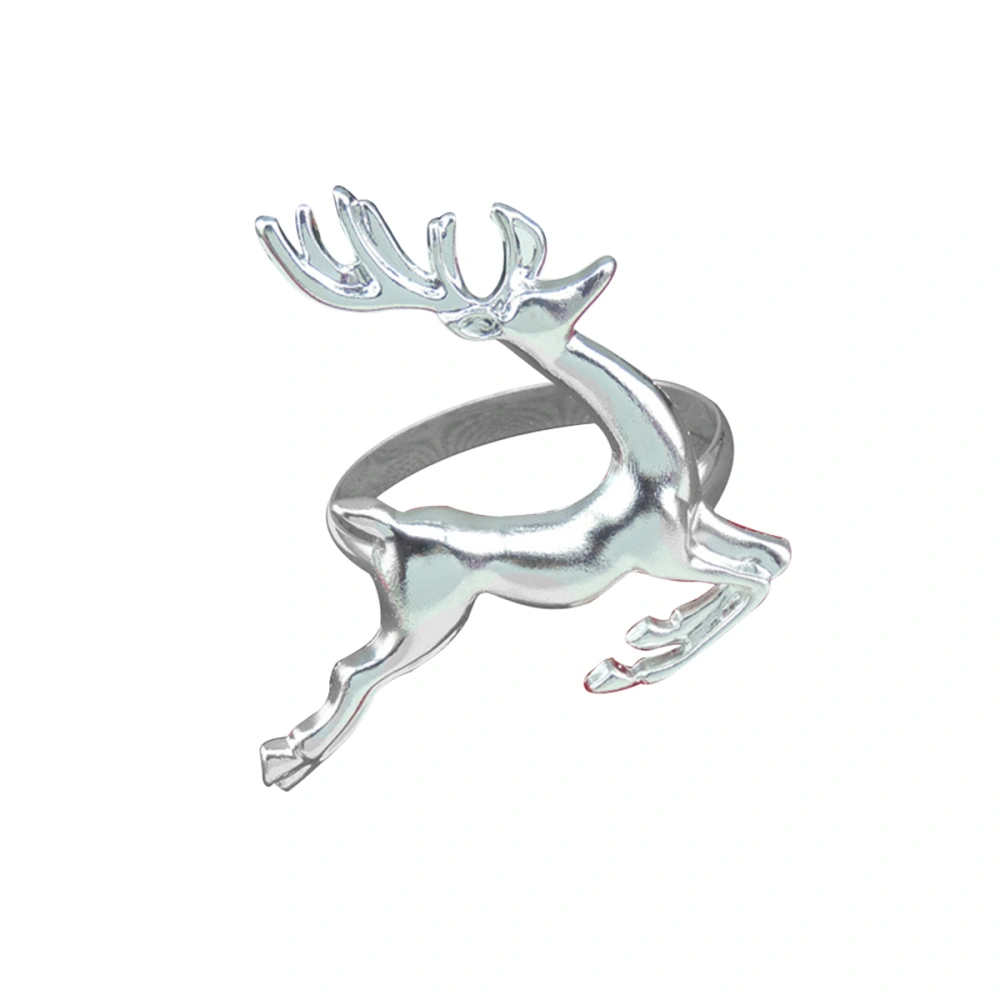 8 PCS Elk Deer Napkin Rings Table Decorative Ornament for Christmas Wedding Parties Everyday Use (Silver)