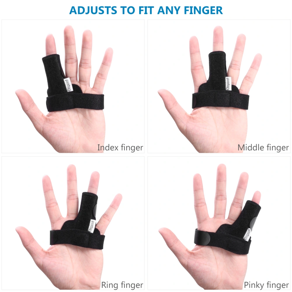 CLISPEED Trigger Finger Splint Finger Splint Support Adjustable Fixing Belt with Built-in Aluminium One Size (Black)