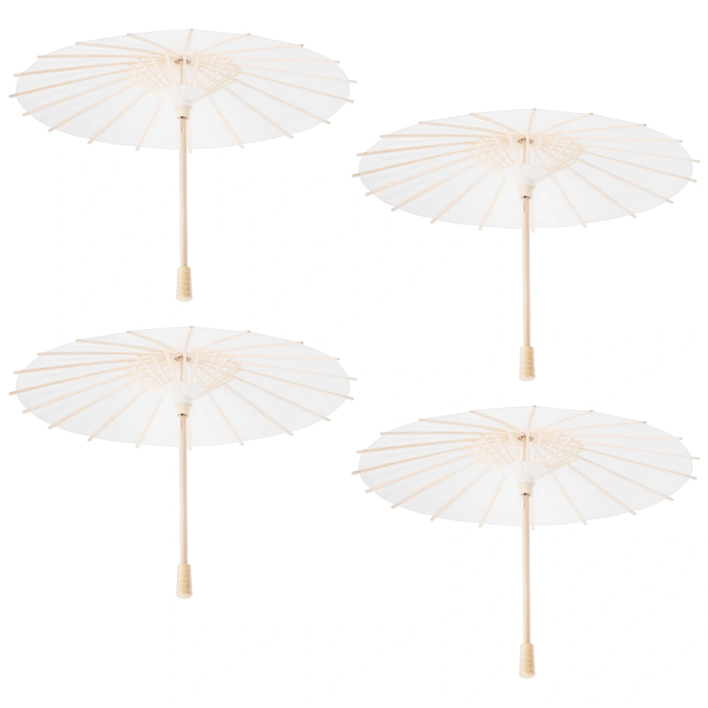 BESTOYARD 4pcs White Paper Parasol Umbrella Chinese Japanese Paper Umbrella Wedding Decoration Diameter 30cm Random Umbrella Handle Style