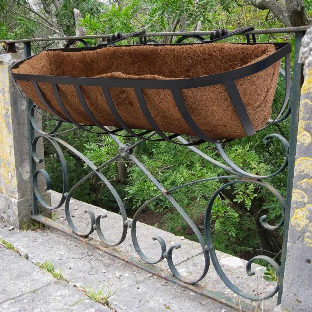 1pc Wall-mounted Flower Basket Iron Art Hanging Flowerpot  (Light Brown)