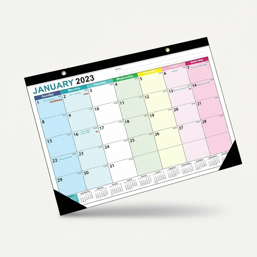 English Monthly Calendar Simple Desk Calendar American Holiday Calendar Home Calendar Decor