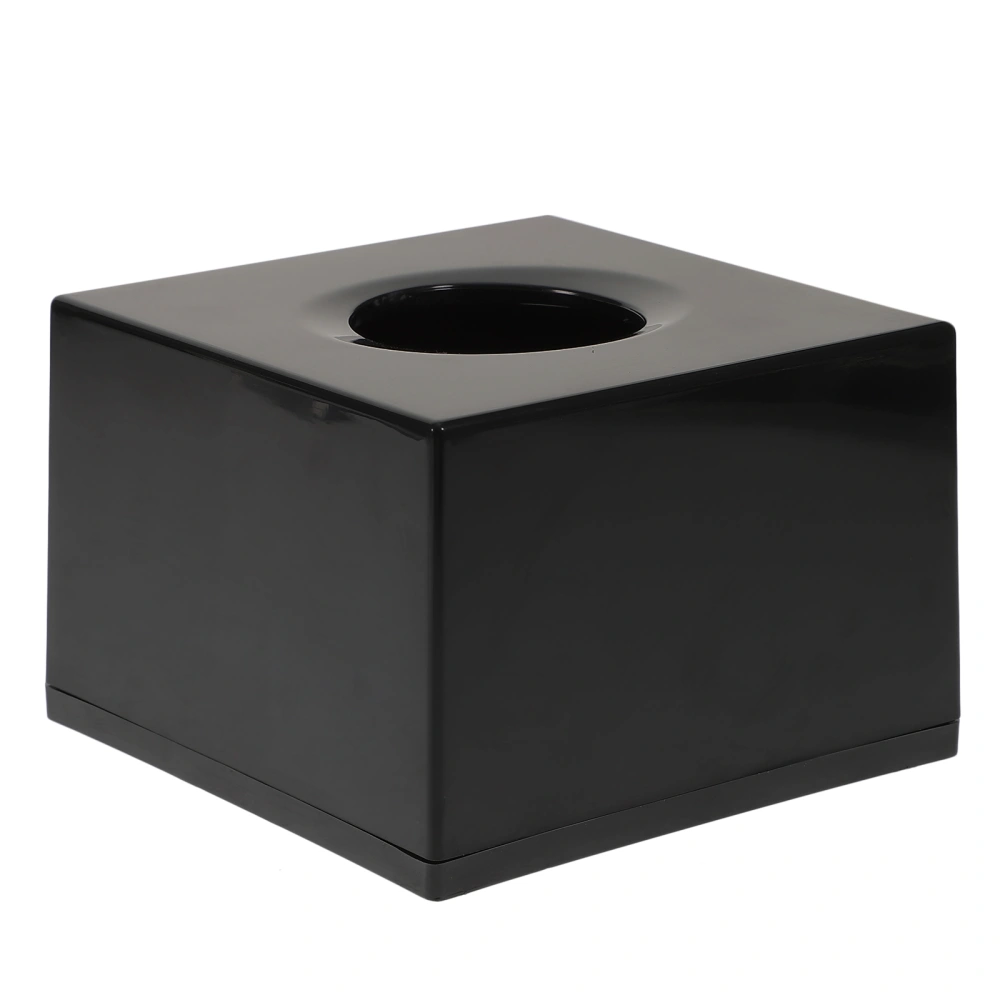 ABS Tissue Box Wooden Cube Paper Holder Napkin Case for Hotel Car Restaurant (Black)