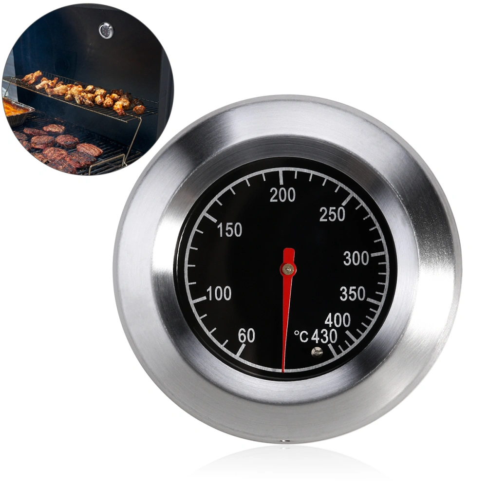 BESTOMZ 7.6cm Outdoor Stainless Steel BBQ Oven Thermometer Temp Gauge Oval Shaped BBQ Thermometer Controller Outdoor