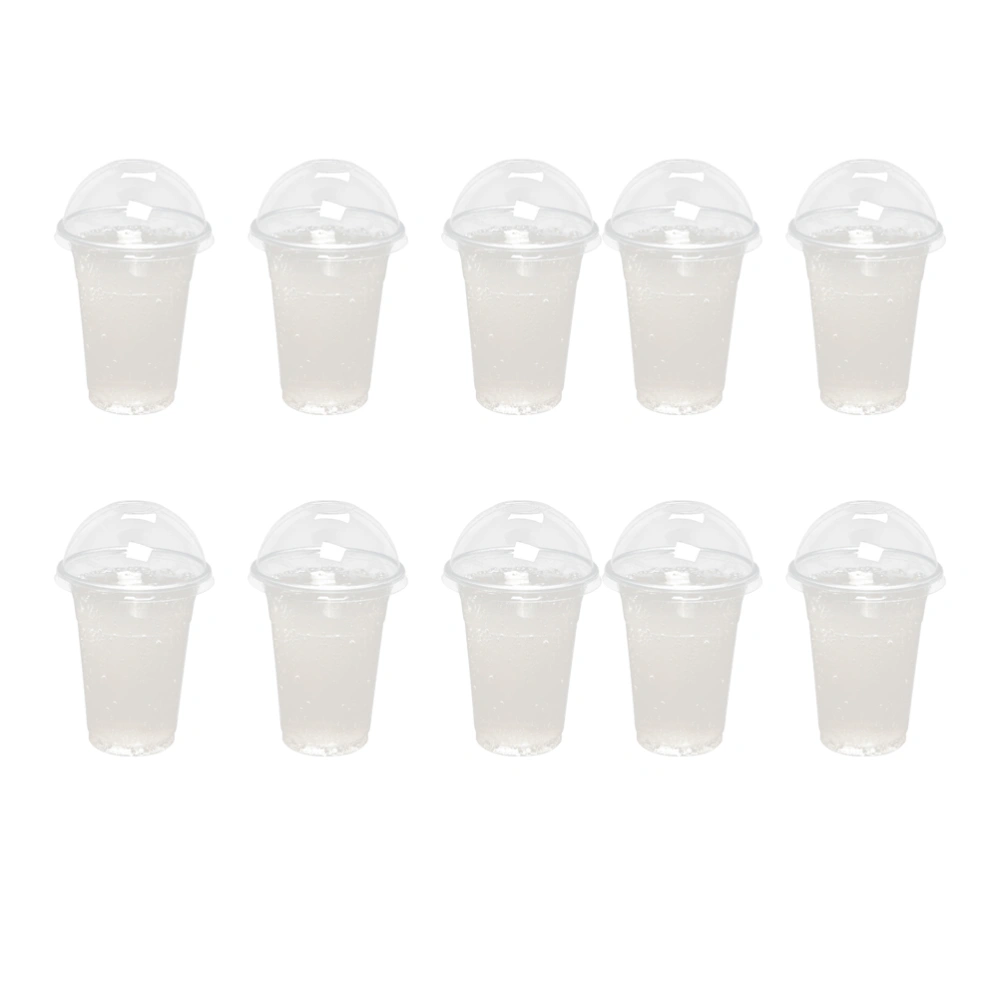 100Pcs 360ml Disposable Clear Plastic Cups with a Hole Dome Lids for Tea Fruit Juice Milk Tea with Covers