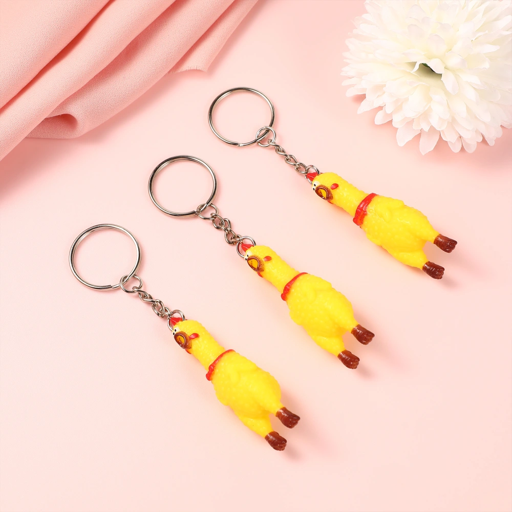 3pcs Screaming Chicken Key Chains Shrilling Chicken Toy Pendants Party Favors Backpack Pendants