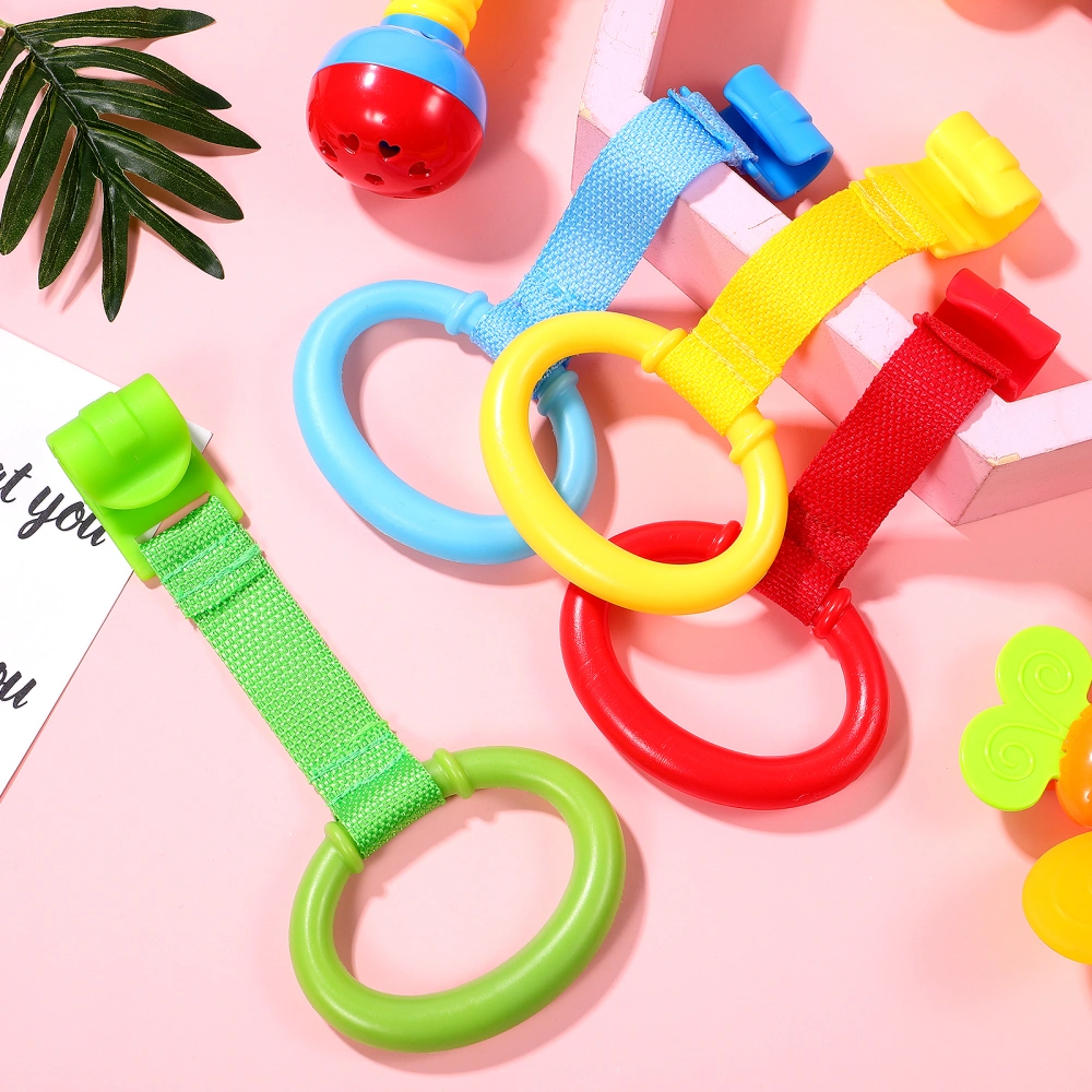 TOYANDONA 4pcs Baby Pull Rings Portable Baby Stand Up Safety Rings Toddler Walking Assistant (Red/Yellow/Green/Blue)