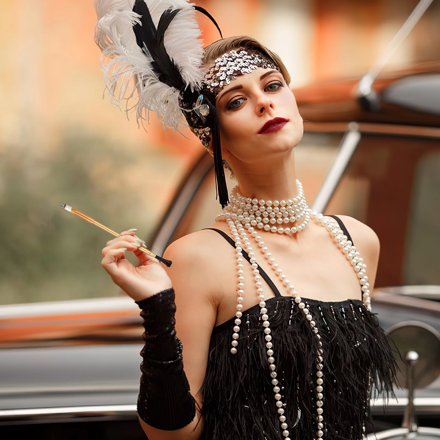 3pcs Party Stretchable Long Cigarette Holder Costume Cosplay Photo Prop Party Accessory for Party Festival (Black, Silver, Golden)