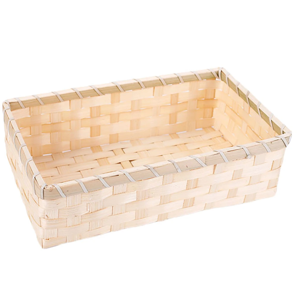 1pc Delicate Bamboo Bread Storage Basket Handmade Fruit Basket Picnic Basket