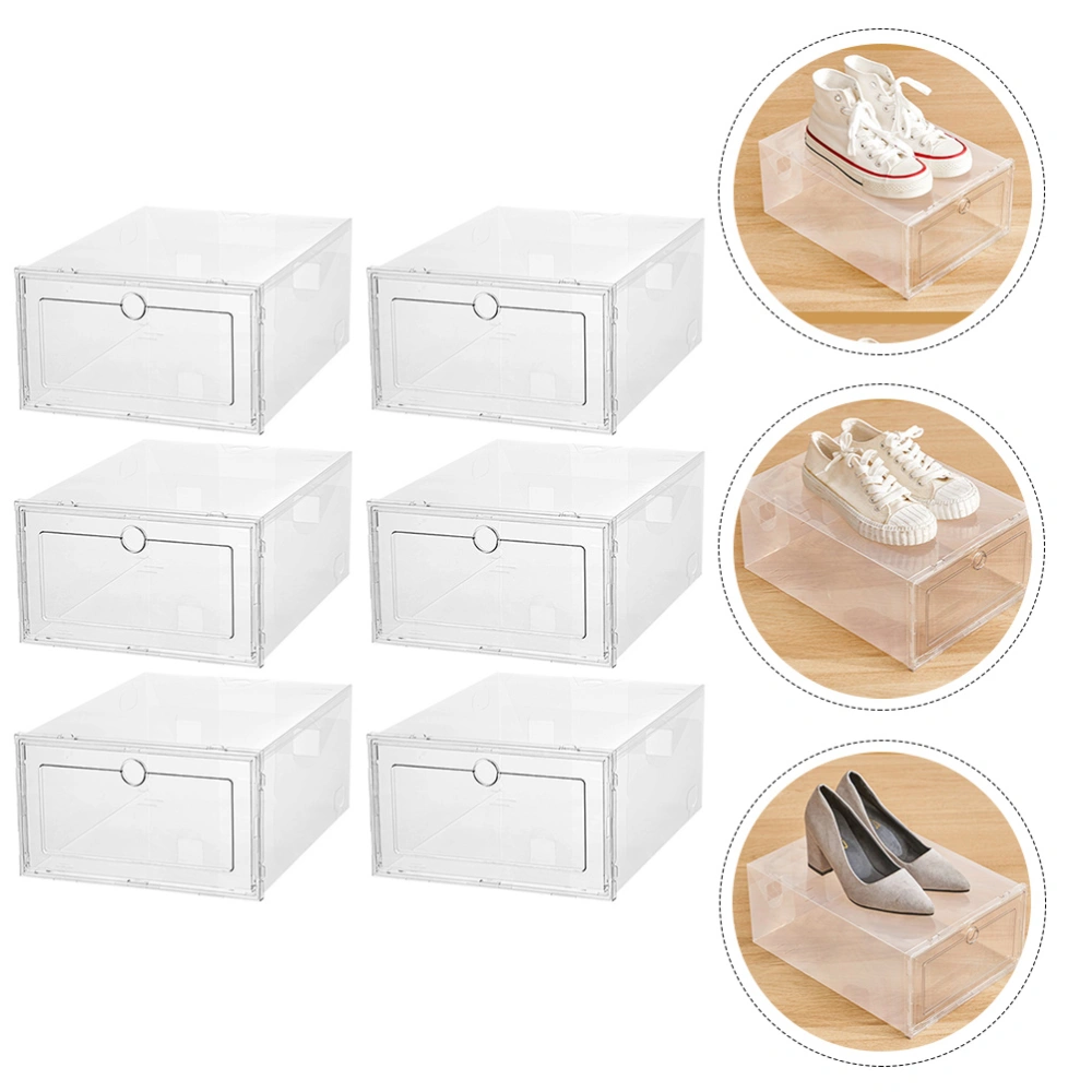 6Pcs Transparent Shoes Storage Boxes Drawer Type Shoes Container Shoes Case