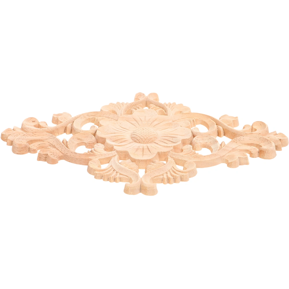 1pc Furniture Wood Carving Decorations Creative Door Head Carving Flowers Delicate Solid Wood Applique Furniture Cupboard Door Decorative Carving Flowers Size 2