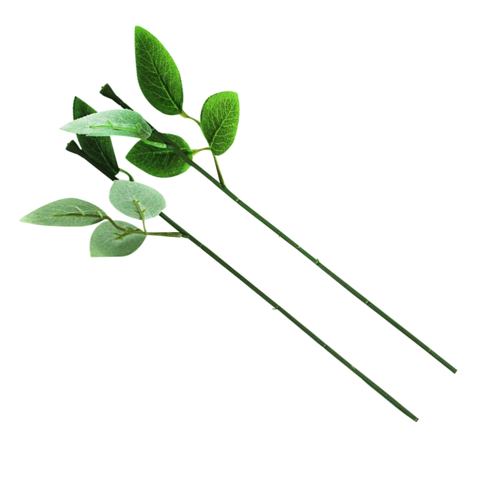 30pcs Rose Flower Stem Single Branch with Leaves Rose Stem Plastic Rose Decorative Stem