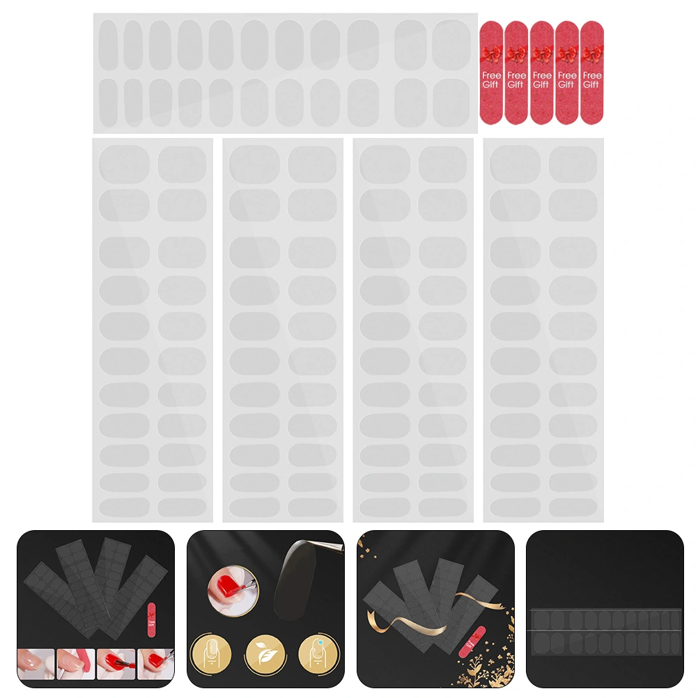 5 Sheets Gel Nail Strips Gel Nail Stickers Clear Gel Polish Strips Manicure Kit