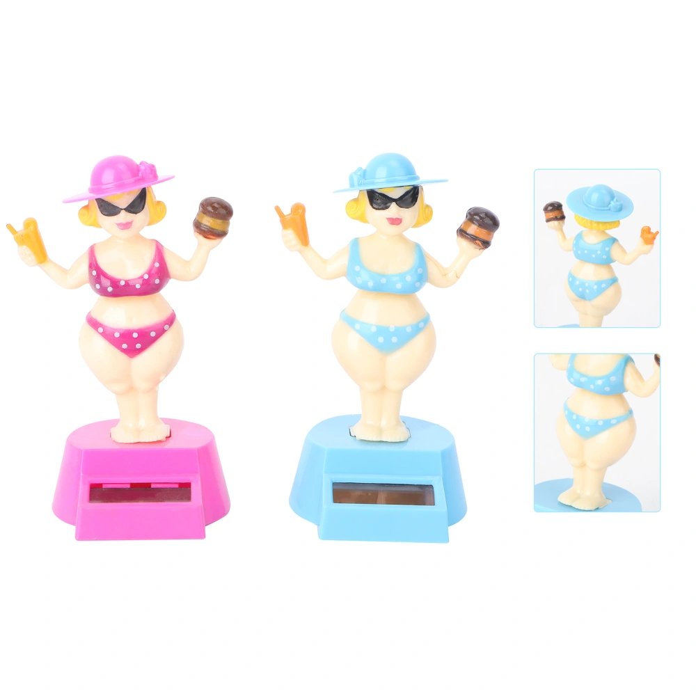 2pcs Solar Dancing Bikini Girls Car Ornament Adornment Funny Swinging Dolls Car Decor Gift (Random Color)