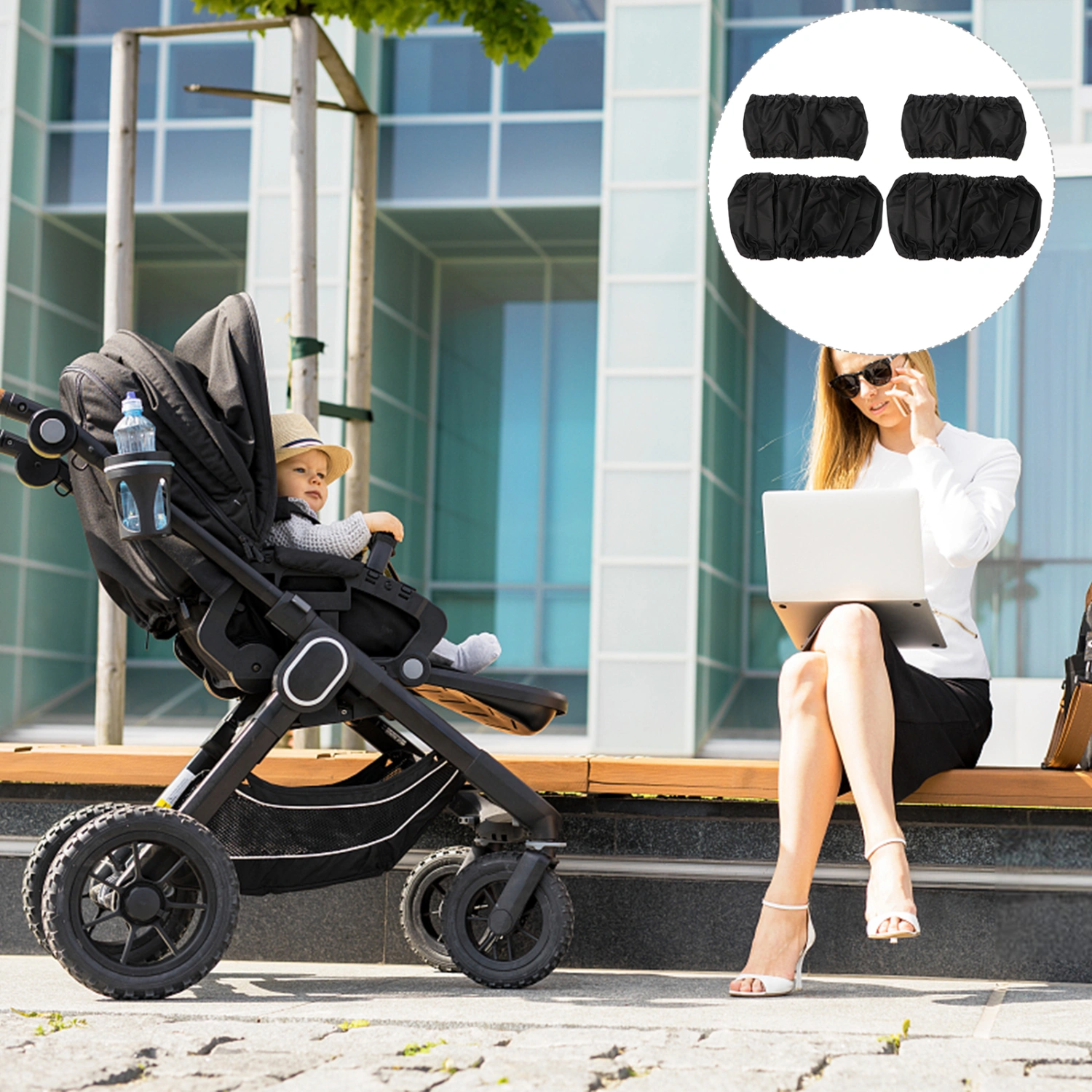 4PCS Baby Stroller Wheel Cover Dustproof and Waterproof Wheel Protective Cover