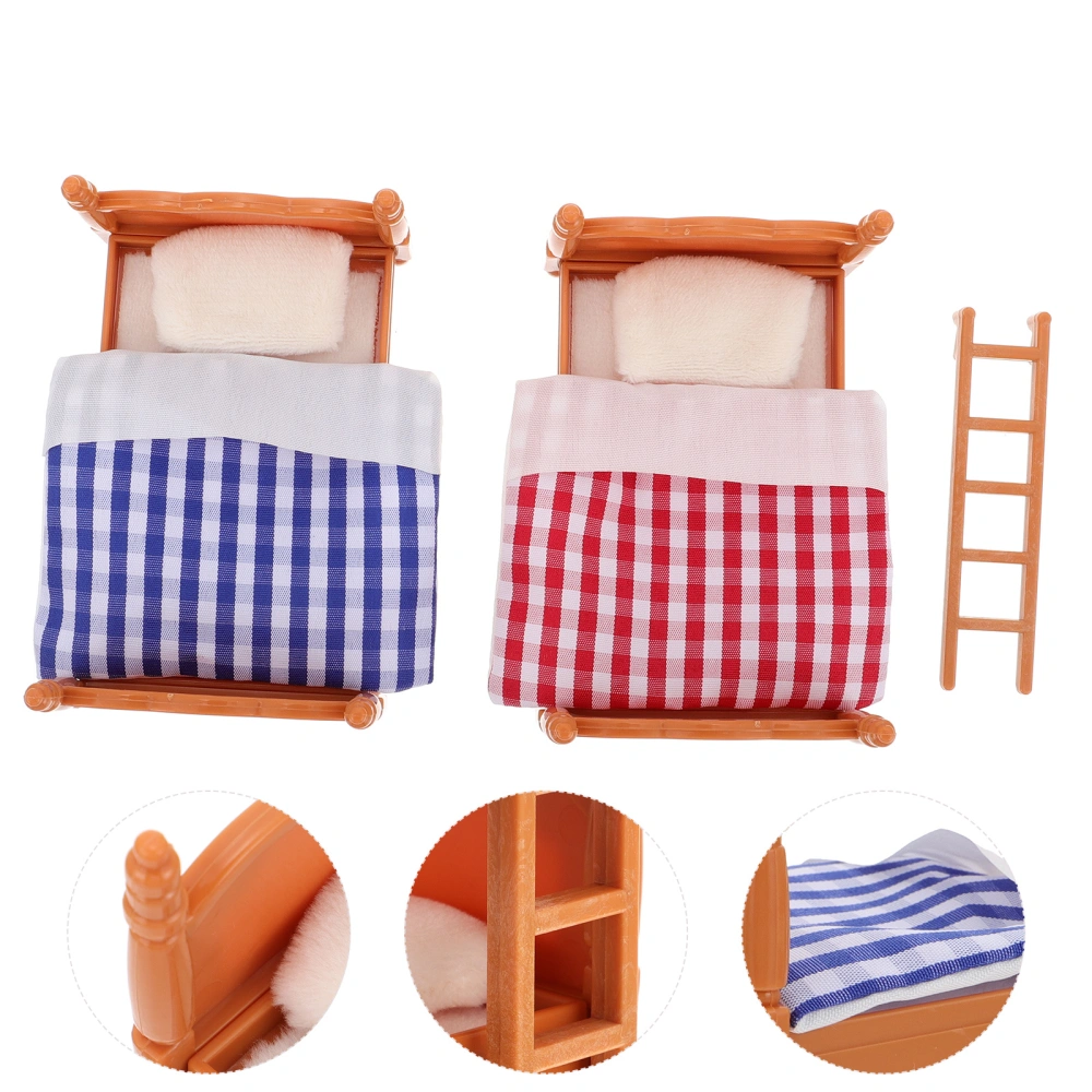 1pc Creative Mini Double Beds Durable Mini Bunk Beds Practical Simulation Bed