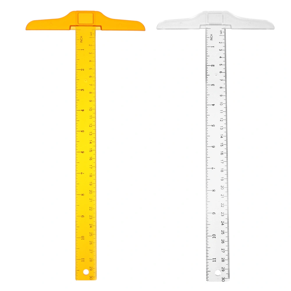 2 Pcs T Shape Rulers Double Scale Ruler Plastic Measuring Ruler Measuring Tool