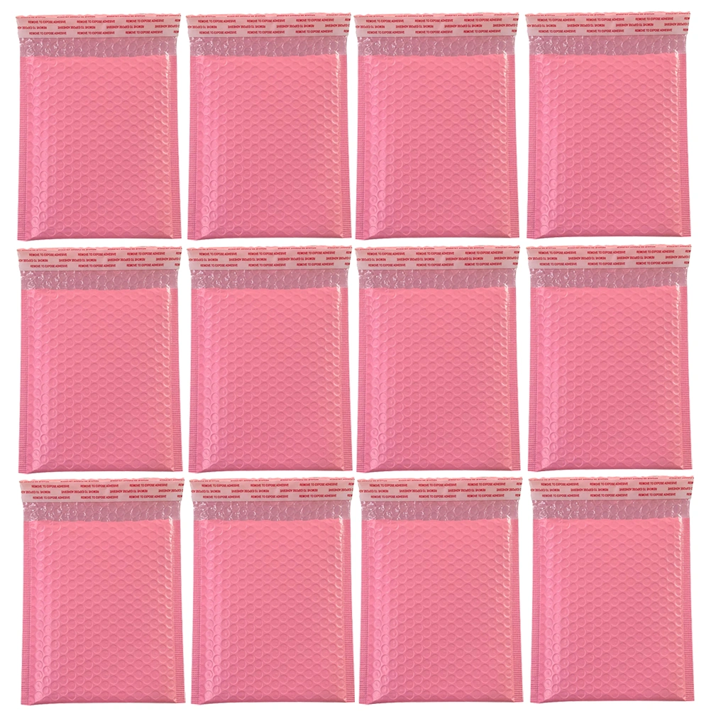 50pcs Practical Bubble Storage Bag Shockproof Express Delivery Packaging Bag Bubble Pouch for Home Shop Office (Pink, 15x11cm)