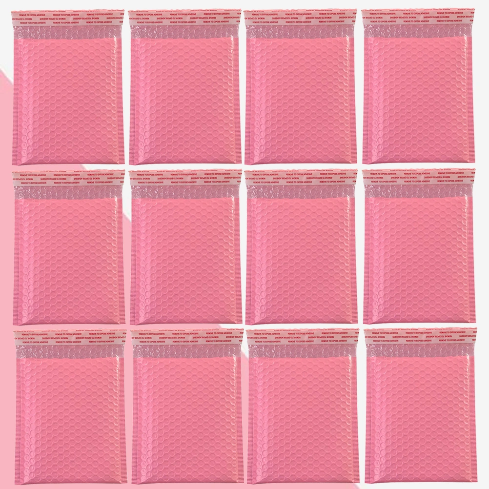 50pcs Practical Bubble Storage Bag Shockproof Express Delivery Packaging Bag Bubble Pouch for Home Shop Office (Pink, 15x11cm)