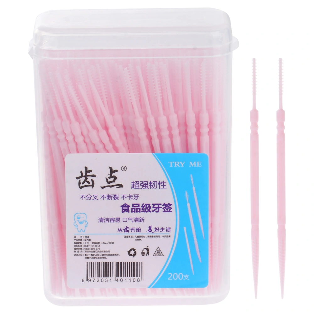 1060pcs Disposable Plastic Toothpicks Double-head Oral Care Interdental Floss Cleaners (Random Color)