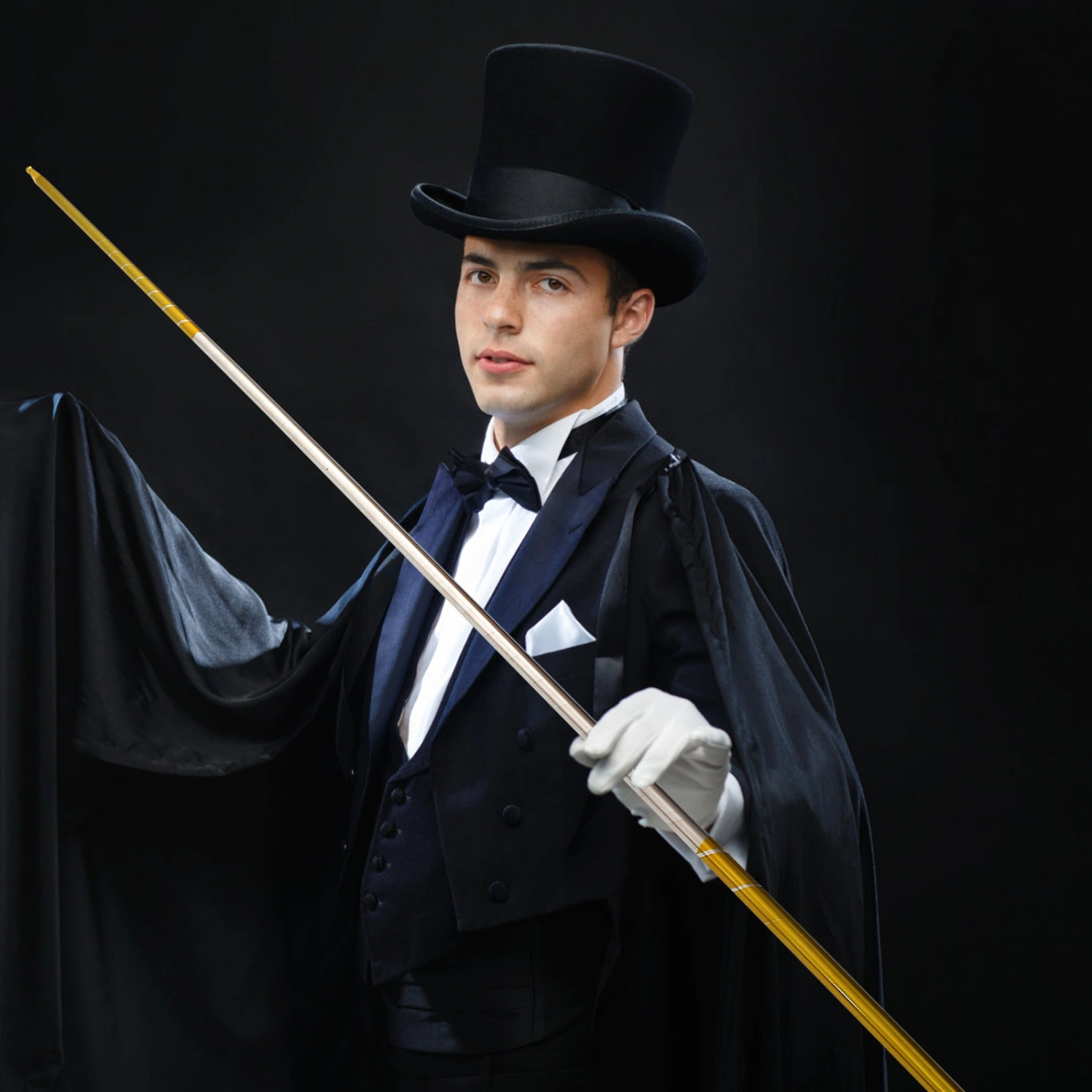 Telescopic Magician Wand Stainless Steel Wand for Stage Performance (Golden)
