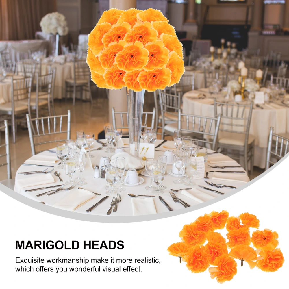 50pcs Simulation Marigold Ornament Decorative Flower Heads Garland DIY Making