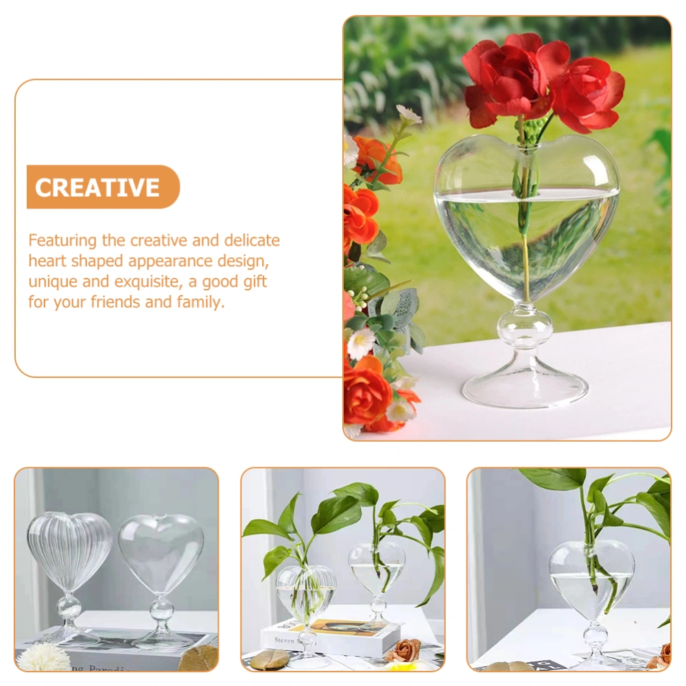 Hydroponic Glass Vase Vintage Desktop Plant Vase Heart Shaped Planter Decorative Centerpiece