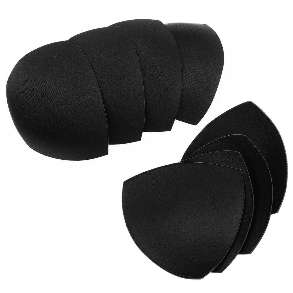 4Pair Removable Cup Bra Pad Insert Pads Underwear Accessories(Black)