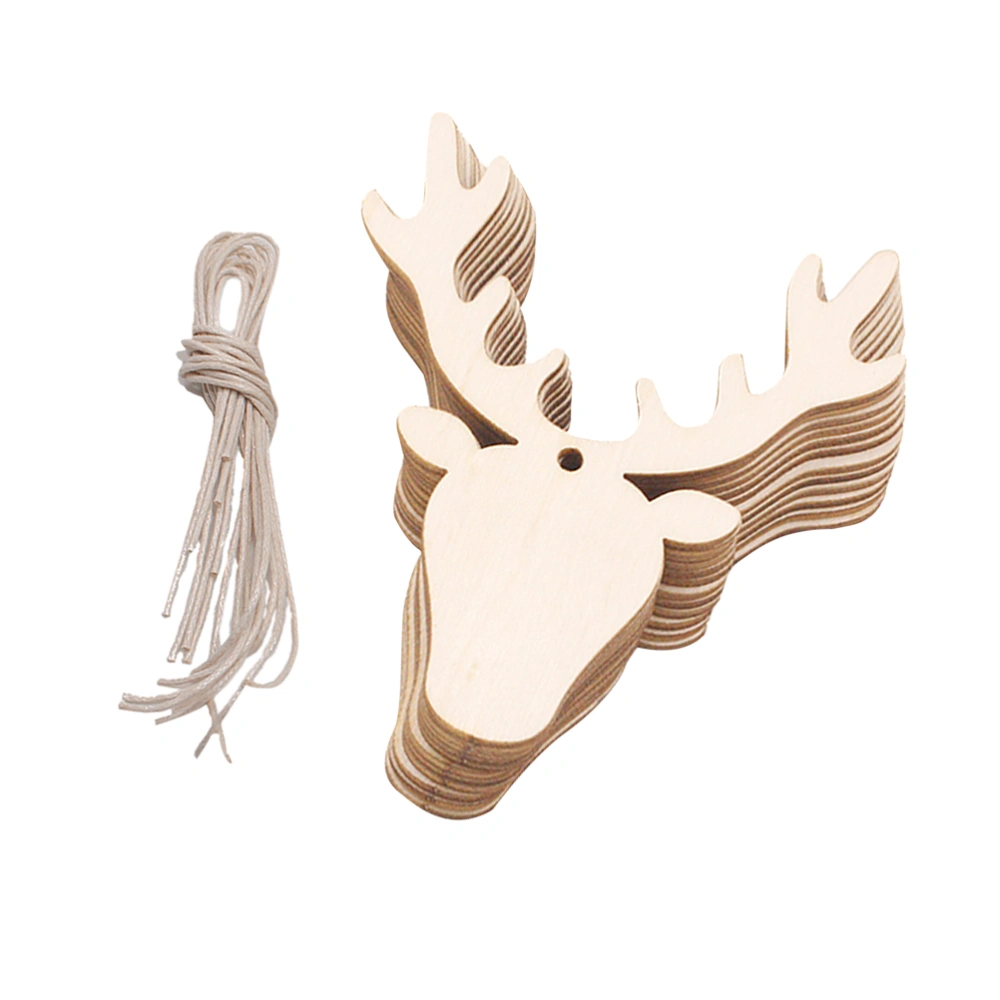 10PCS Wooden Christmas Deer Head Pendant Hanging Wooden Pendant Decoration Wooden DIY Craft Christmas Tree Hanging Ornaments