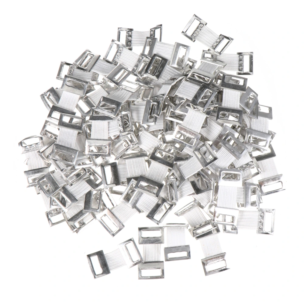 100Pcs Hook Elastic Buckles Creative Buckles Aluminum Bandage Buckles (White)