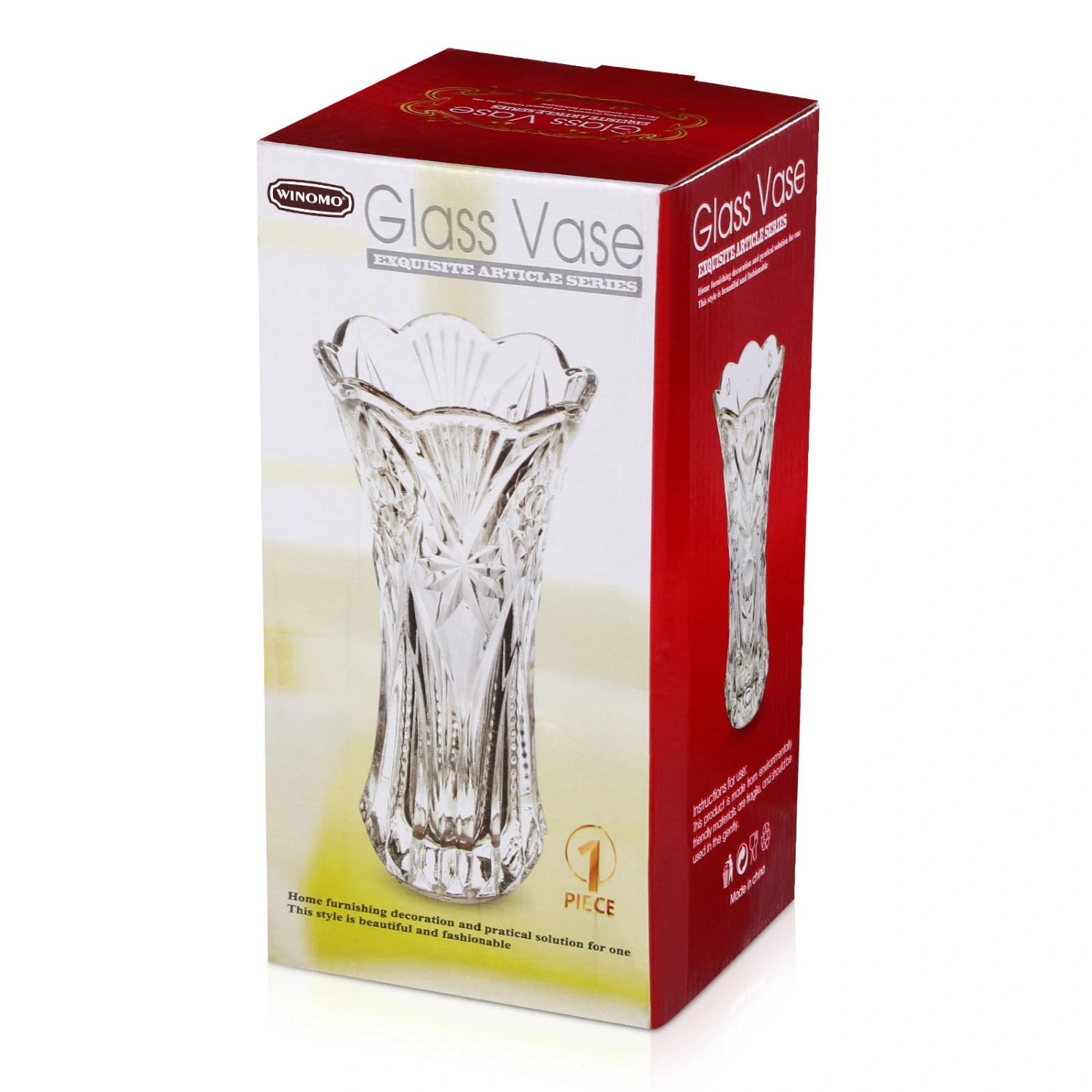 WINOMO Unique Glass Vase Flower and Plant Container Decorative Vase Desktop Vase