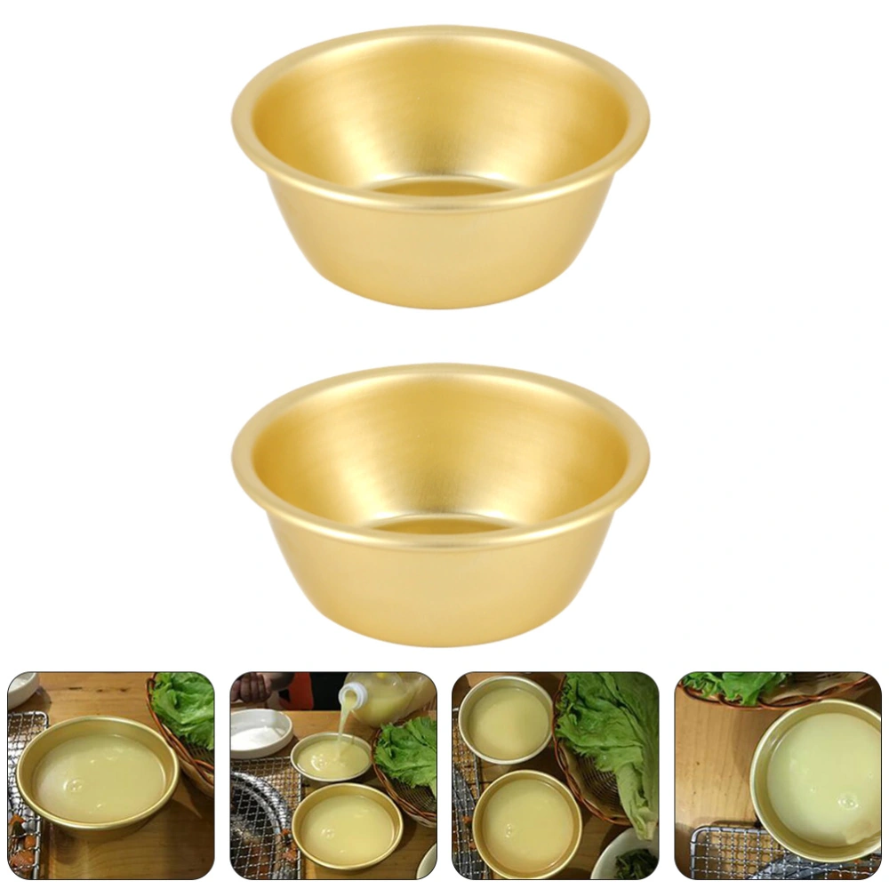 2 Pcs Household Soup Bowls Drink Bowls Cold Wine Bowls without Handle (Golden)