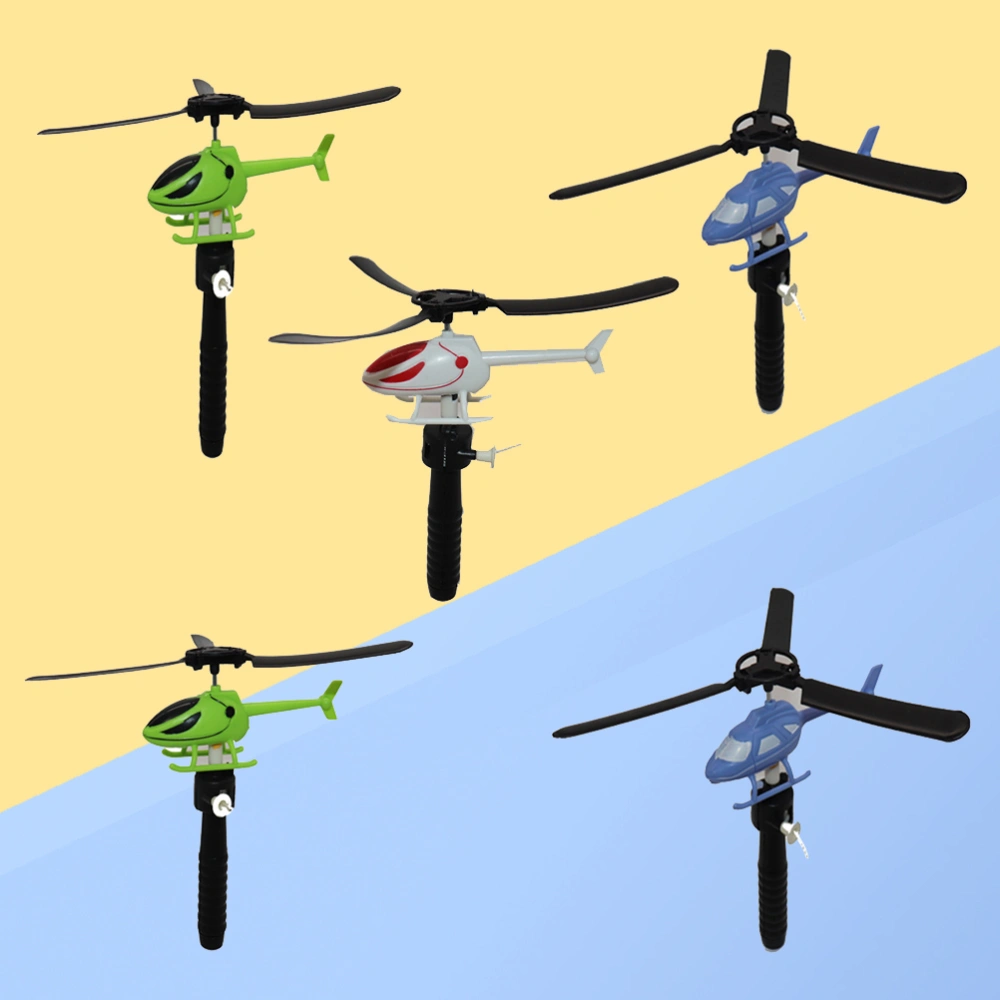 5pcs DIY Pull String Airplane Model Plane Helicopter Toy Creative Funny Copter Toy Educational Gift Toy for Children Kids (Mixed Color Mixed Pattern)