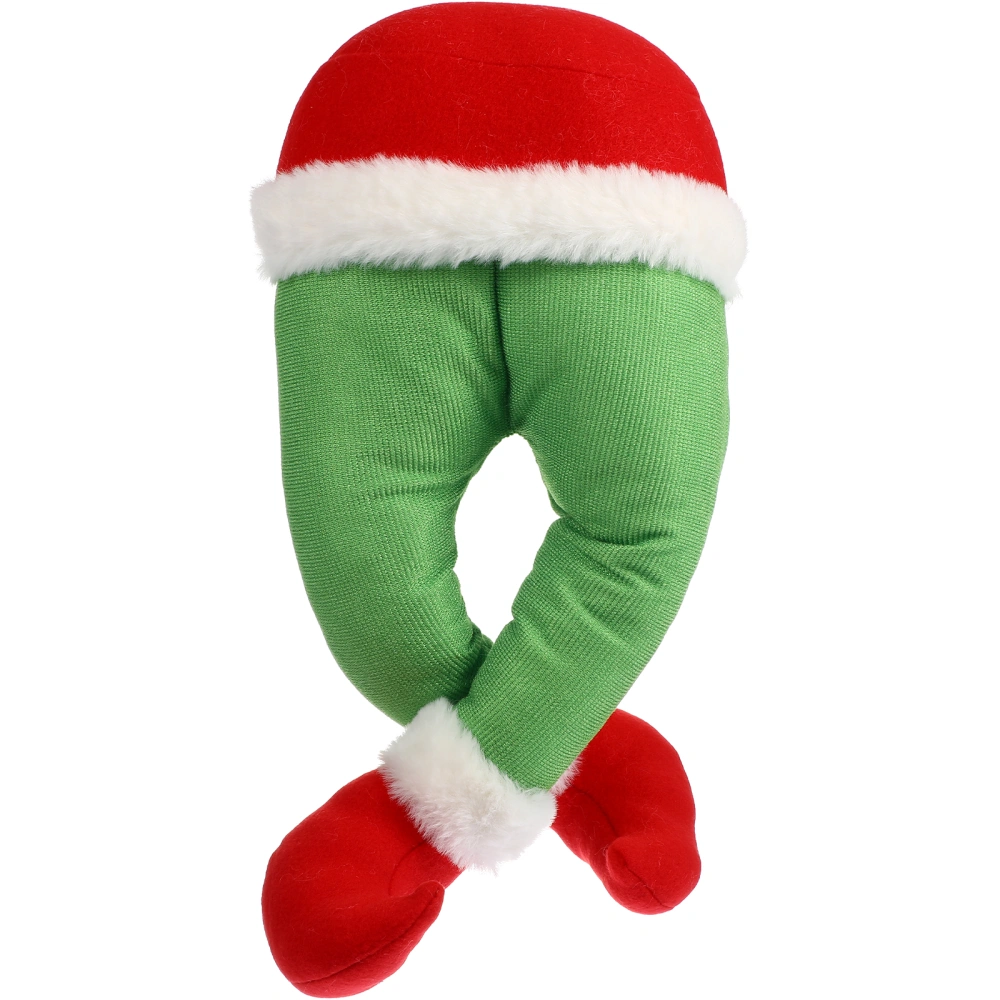 Green Corduroy Elf Legs Decoration Christmas Wreath Stuffed Elf Legs Ornament