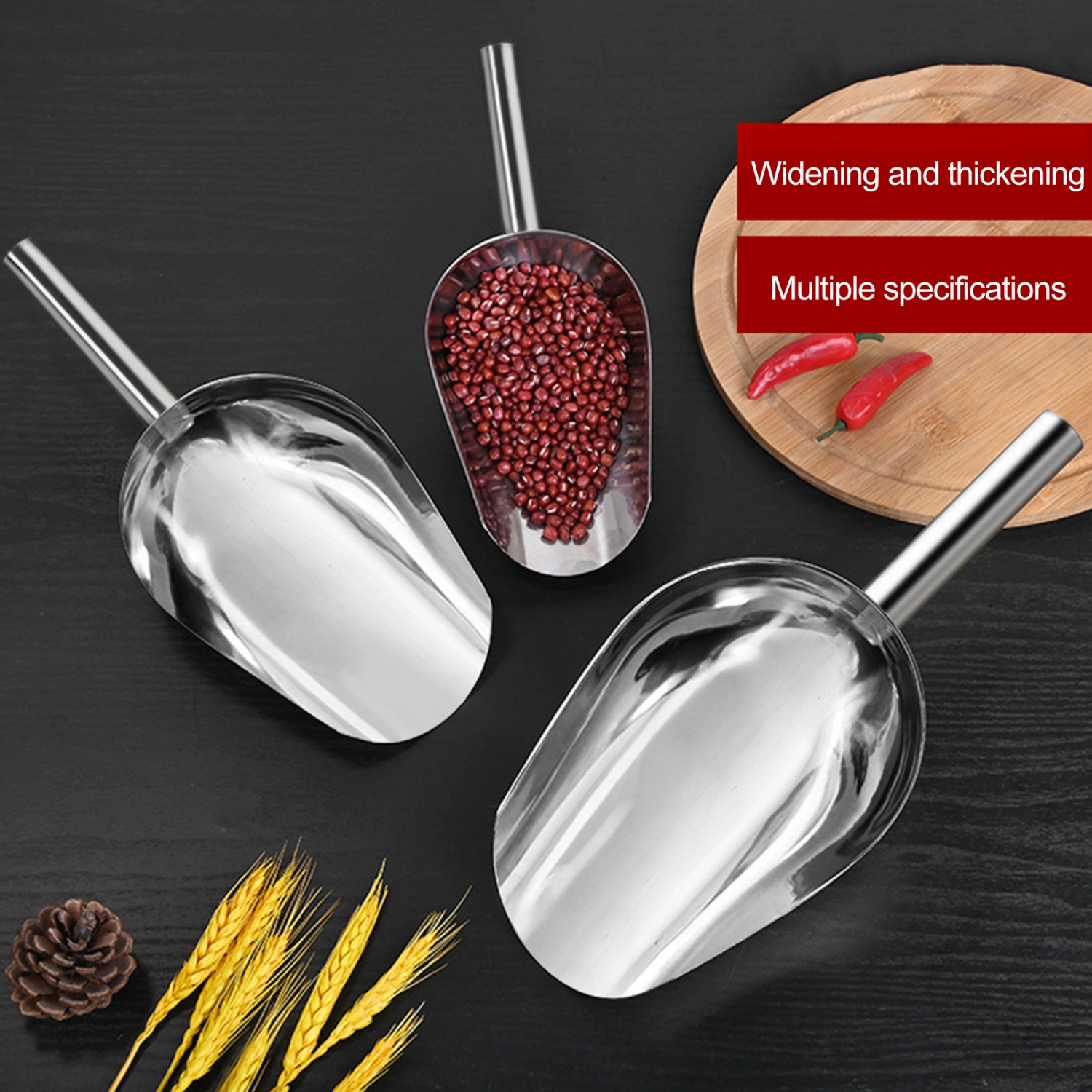 Ice Shovel Stainless Steel Ice Scoop Multi-Purpose Thickened Rust-proof Food Candy Pet Feeding Ice Shovel