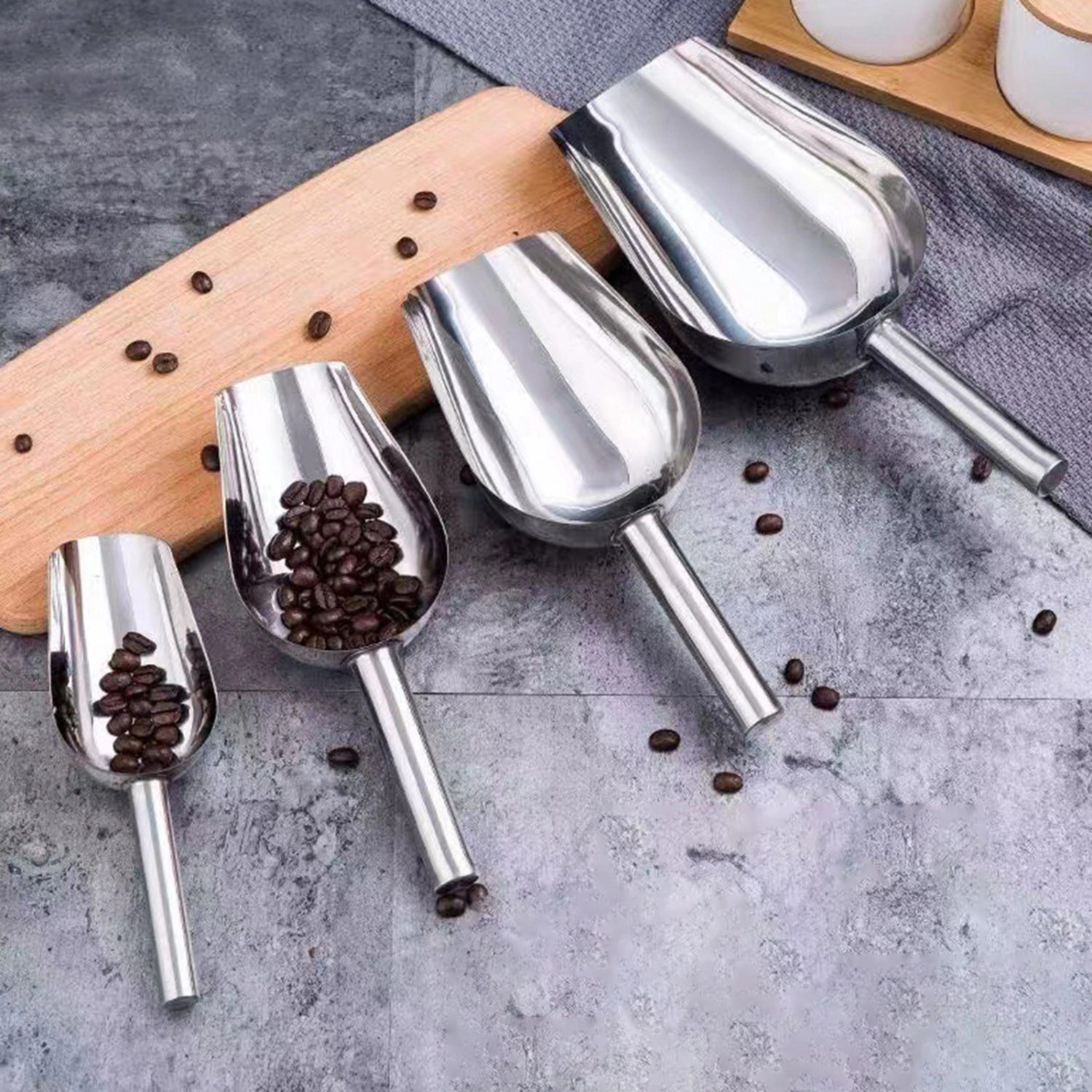 Ice Shovel Stainless Steel Ice Scoop Multi-Purpose Thickened Rust-proof Food Candy Pet Feeding Ice Shovel