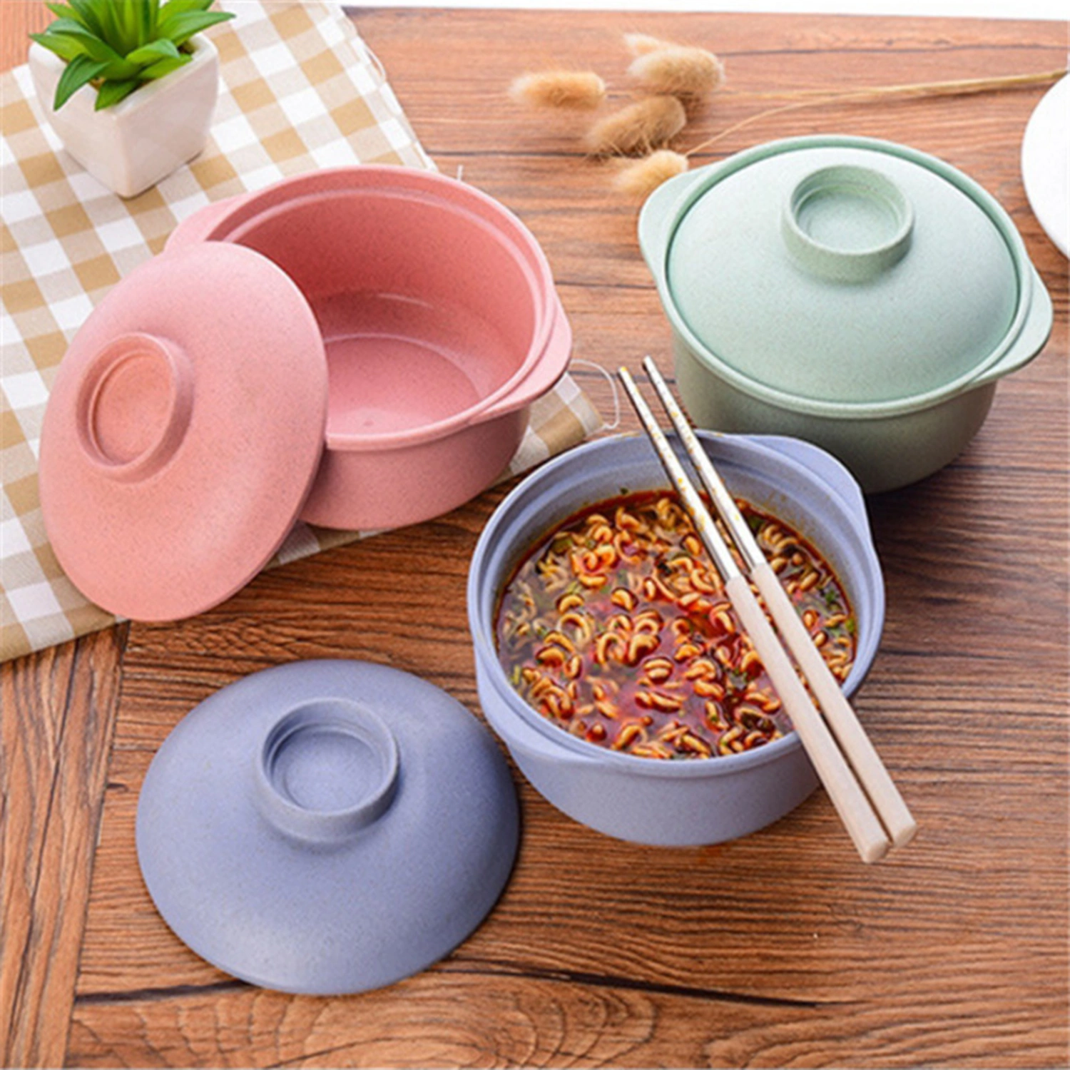 Safe Instant Noodles Bowl Heat-resistant Easy Clean Unbreakable Lightweight Bowl with Handle for Noodles