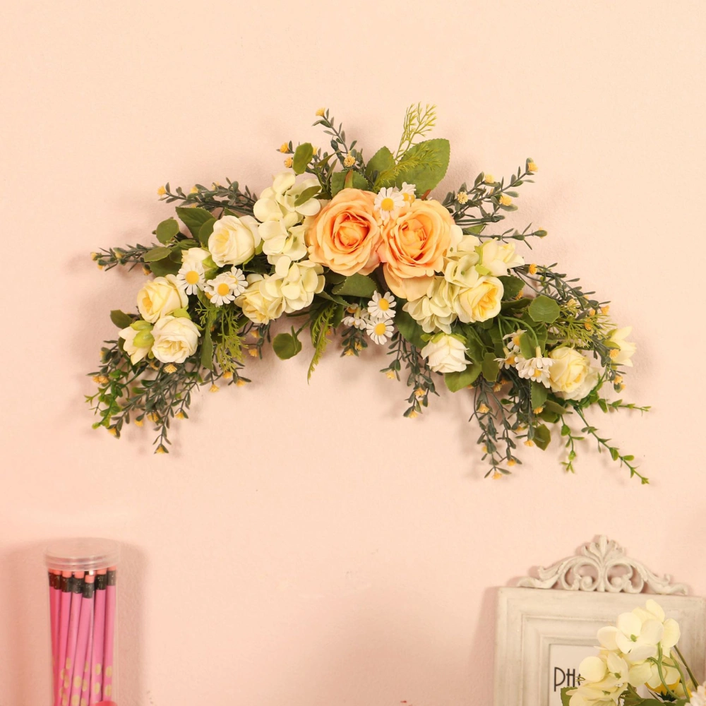 Decorative Artificial Flower Vivid Aesthetic Door Wreath Faux Silk Roses Garland Home Decor 